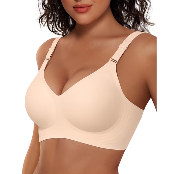 Bra Vertvie Wireless Push Up, sin costuras, cobertura total, color nude