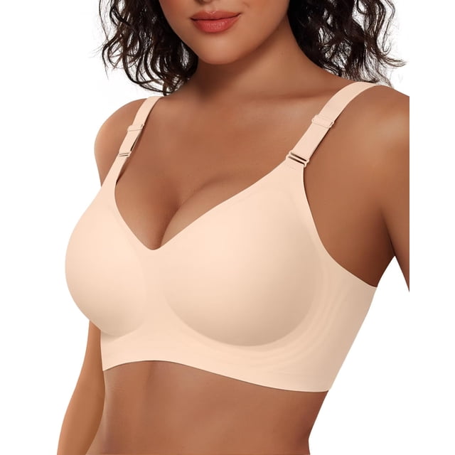 Sujetador inalámbrico Vertvie Seamless Push Up de cobertura total Nude XL