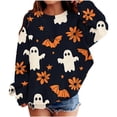 thumbnail image 3 of WQNVRNR Girl Halloween Sweatshirt Pumpkin Ghost Graphic Pullover Casual Crew Neck Long Sleeve Tops Shirt Multicolor 8-9 Years, 3 of 6