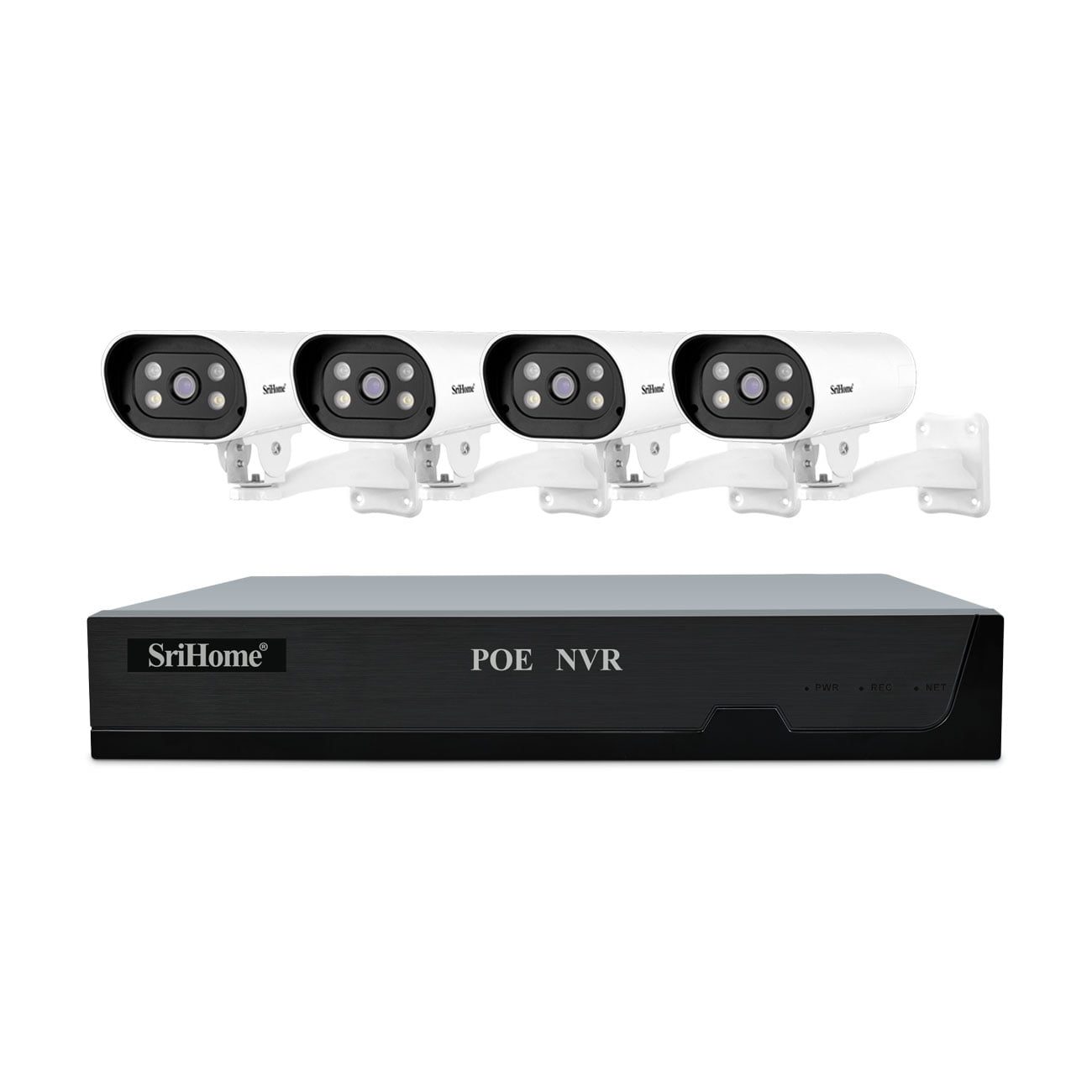 Kit Poe Nvr Nvs005 + 4 Cámaras Sh037B Qhd 4Mp 1440P Srihome