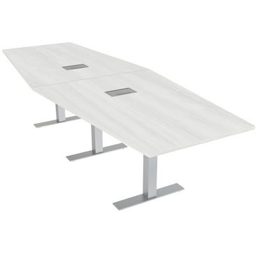10 Person Modular Powered Hexagon Conference Room Table Metal T Bases