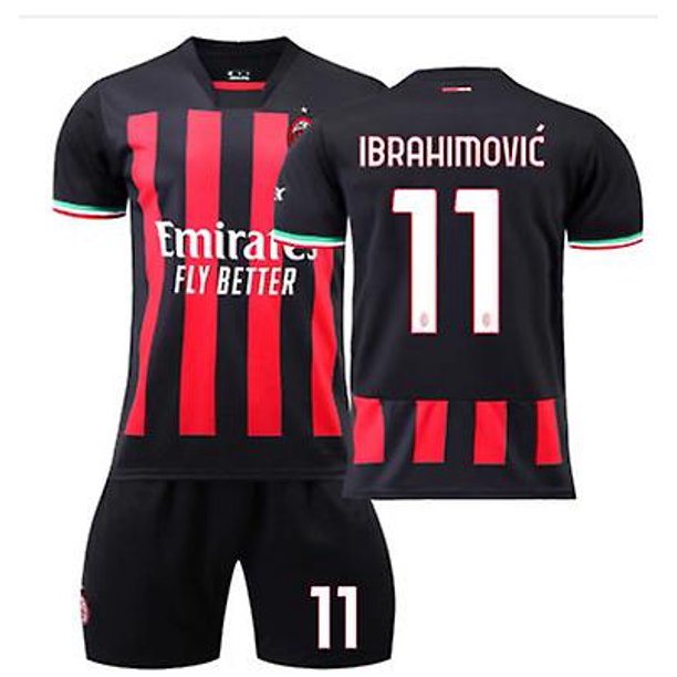 XXLBlack 11C2023 Conjunto de uniformes de fútbol para niños de nuevo diseño con protectores de calcetines y rodillas para niños y niñas Ibrahimovic 11 # Theo 19 # Traje de jersey del equipo de fútbol para esquí esquí Gafas de esquí