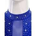thumbnail image 6 of TiaoBug Women's Gymnastics Leotard Ballet Dance Top Long Sleeve Rhinestones Mesh Figure Ice Skating Bodysuit Royal Blue M, 6 of 7