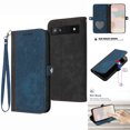 thumbnail image 1 of Mantto Wallet Case for Google Pixel 6A, Premium PU Leather Card Slots Holder Soft Silicone Shockproof Flip Folio Case with Kickstand Magnetic Clasp Handbag Wrist Strap Glossy Cover,Blue, 1 of 9