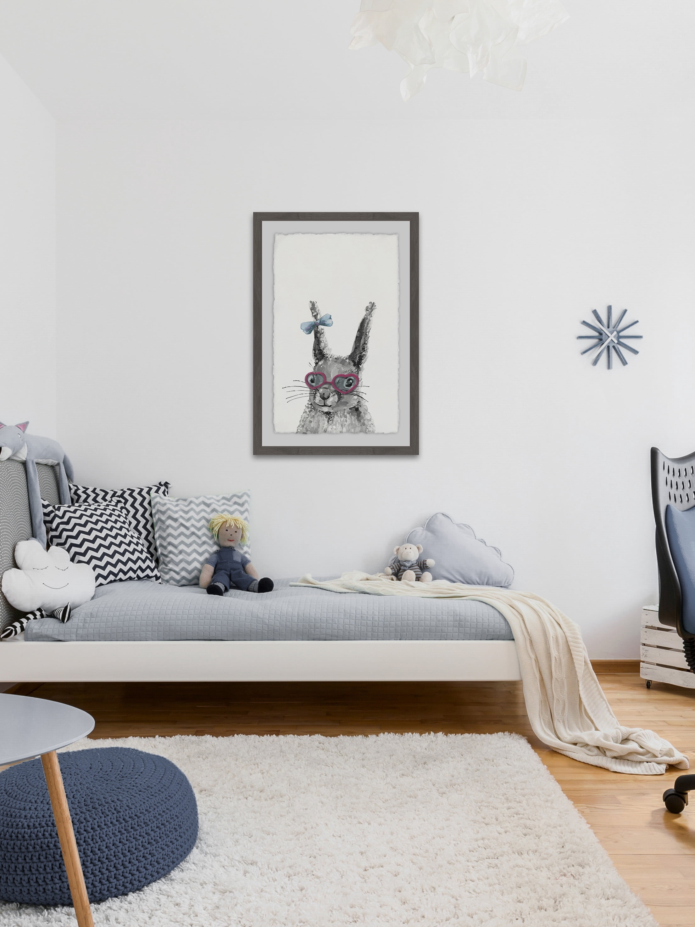 Bow On Bunny Framed Painting Art Print, 24.00" x 1.50"
