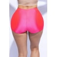thumbnail image 2 of Shiny Shorts High Waist Hotpants Stretch Lightweight Comfy Short Length Neon Dance Shorts Wet Look Disco Party Rave Coral 1X, 2 of 5