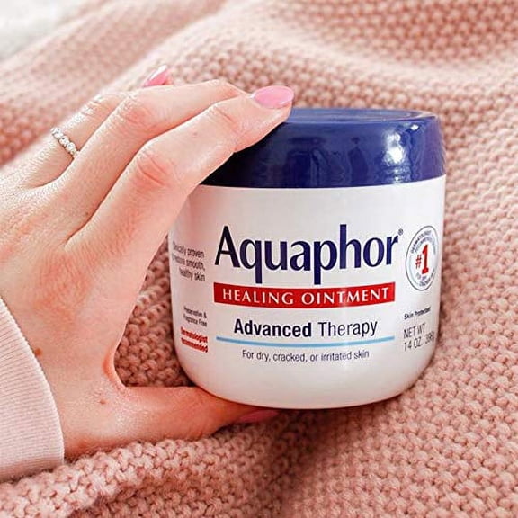Aquaphor Healing Ointment - Moisturizing Skin Protectant for Dry Cracked Hands, Heels and Elbows - 14 oz. Jar