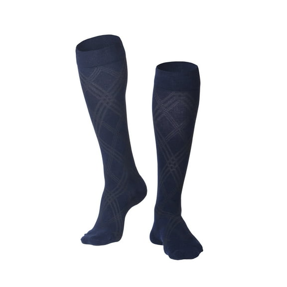 Touch Men's Compression Socks Knee High Argyle Pattern 15-20 mmHg XL BLACK (1014BL-XL)