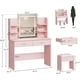 thumbnail image 2 of Rosa vanity escritorio con lighted mirror, power outlet, cushioned stool, 6 almacenamiento estantes, 2 grande cajones y 3 - color light con adjustable brightness, 2 of 7