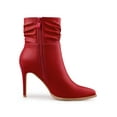 thumbnail image 3 of BLISSFUL STEP Women's Ankle Boots Slouch Pointed Toe Stiletto Heel Side Zip PU Booties Red 6.5, 3 of 7
