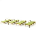 thumbnail image 2 of Daisy Outdoor Teak Acacia Wood Chaise Lounge with Green Cushion, Set of 4, 2 of 8