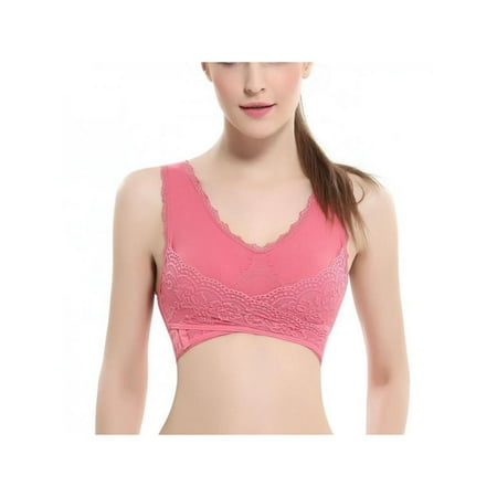 

KINGMMICRO4 Comfortable Solid Color New Cross Side Buckle Without Rims Gathered Sports Underwear Sleep Bra（Multi Color）