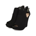 thumbnail image 5 of Qupid FC24 Women Nubuck Peep Toe Cut Out Platform Wedge Bootie, 5 of 5