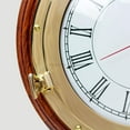 thumbnail image 4 of Nagina International Nautical Brass Porthole Functional Premium Time's Clock On Solid Wood Base | Lavish Wall Decor | Maritime Replicas (10 Inches), 4 of 6