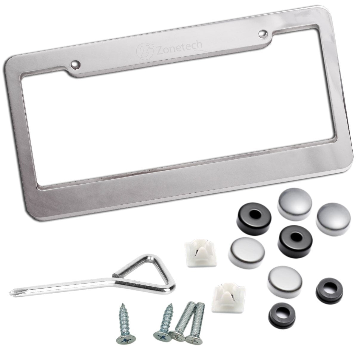 Silver Aluminum License Plate Frame – US Standard Size, Front Or Rear (HDC Autosports)