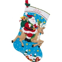 Bucilla Felt Applique Holiday Stocking Kit, Reindeer Santa, 18"
