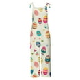 thumbnail image 4 of QATAINLAV Womens Loose Fit Wide Leg Overalls with Pockets Cotton Linen Sleeveless Spaghetti Strap Baggy Romper Easter Rabbit Egg Graphic Jumpsuits Multicolor L Sales Today, 4 of 6