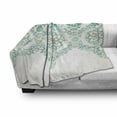 thumbnail image 3 of Traditional Soft Flannel Fleece Throw Blanket, Retro Middle Age Symmetrical Traditional Gothic Garland Forms in Pastel Print, Cozy Plush for Indoor and Outdoor Use, 50" x 70", Green Tan, by Ambesonne, 3 of 6