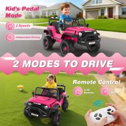 Farmdex 24V Ride on Car, Ride on Truck for Toddlers with Remote Control, Electric Car for Boys Girls Age 3+, Bluetooth, Music, LED Lights, Spring Suspension, 3 Speeds, Pink