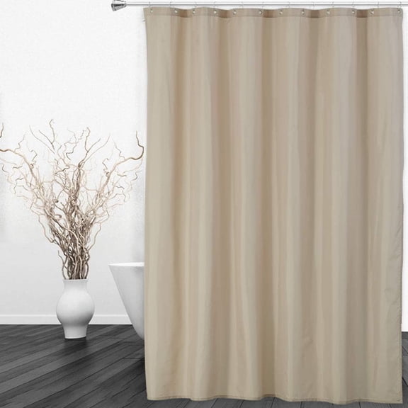 Hotel Quality 100% Waterproof Fabric Shower Curtain or Liner with Magnets for Bathroom, 72 x 72 inches, Tan Metal Microfiber