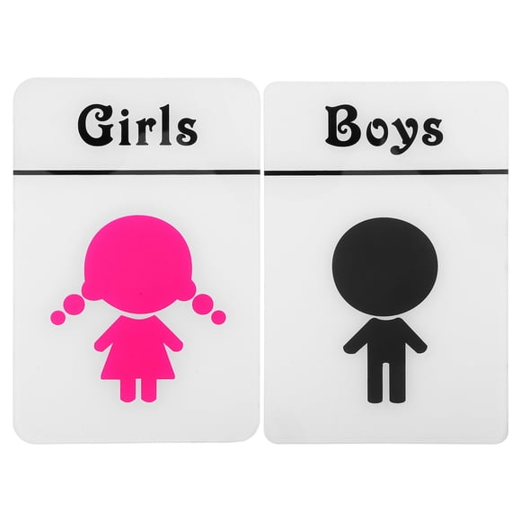 KAKOWELY 1 Pair Self-Adhesive Bathroom Signs for Kids Restroom Label for Kindergarten Daycare Children's Room Helps Gender Identification, Avoids Confusion,5.91X"X3.94"X0.08"