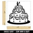 thumbnail image 2 of Wedding Cake with Bride and Groom Self-Inking Rubber Stamp Ink Stamper - Fuchsia Ink - Small 1 Inch, 2 of 7