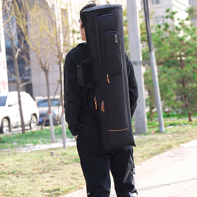 HINTRMENT 1Pack Black Handheld Trombone Case for Musicians with Velvet Lining