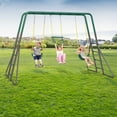 thumbnail image 4 of KloKick Metal Outdoor Playground Swing Set with Monkey Bars, 2 Belt Swings, Trapeze Bar & Ladder | Backyard Playset for Kids, 4 of 10