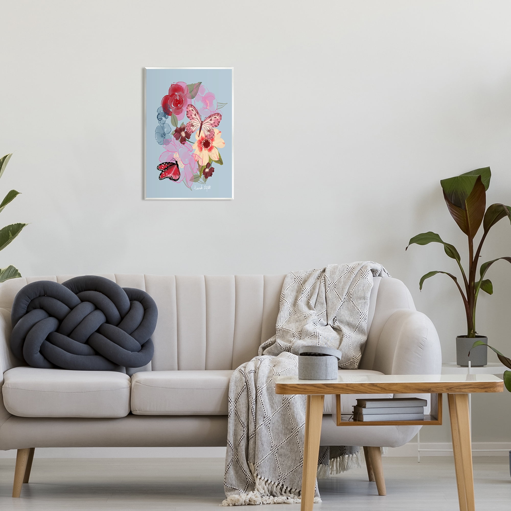 Stupell Industries Butterflies & Florals Botanical & Floral Painting Unframed Art Print Wall Art, 13 x 19
