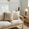 thumbnail image 2 of Striped Throw Pillow Covers Set of 2 Beige Textured Boucle Chic Morden Boho Accent Farmhouse Square Decorative Couch Pillow Covers for Home Decor Bed Sofa Living Room, 2 of 7