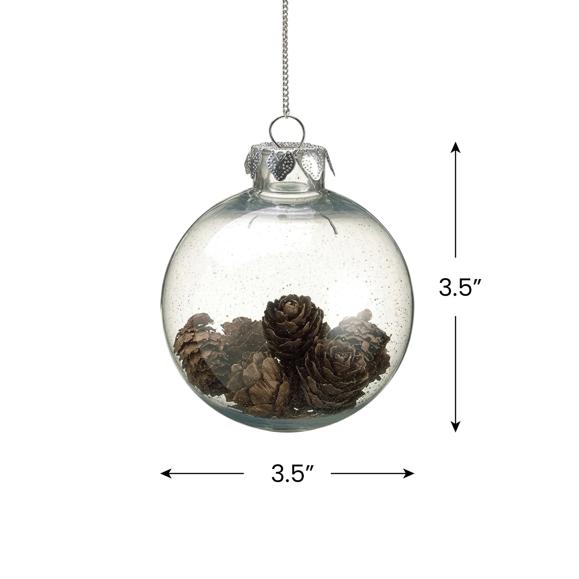 Country Cabin Clear Plastic Mini Pine Cone Filled Christmas Ball Ornament 3.5" (88 mm)