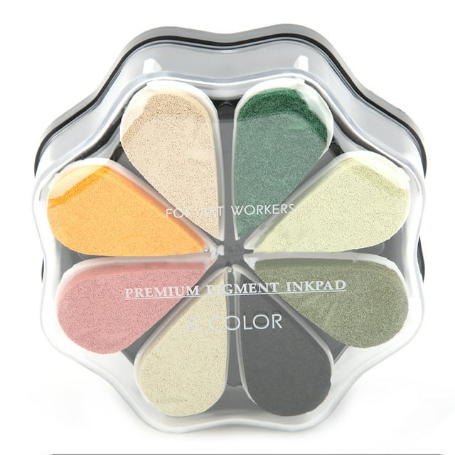Petal Shape Ink Pad with 8 Charming Colors Finger Painting for DIY Acid Free Non Toxic