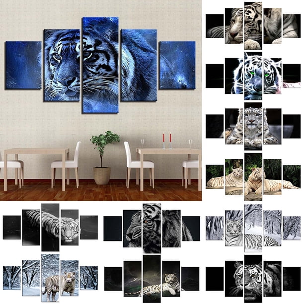 Gwong Decoración hogareña 5pcs Tiger Art Painting Poster Cartel Foto de Colgante Set Hogar Sala de estar Decoración de la pared Gwong 21036406