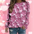 thumbnail image 2 of 50% Up Clearance, Heart Printed Tops for Women Long Sleeve Fashion 3D Graphic Sweatshirt Casual Valentines Gift Crew Neck Tee Shirt (Medium, Pink), 2 of 3