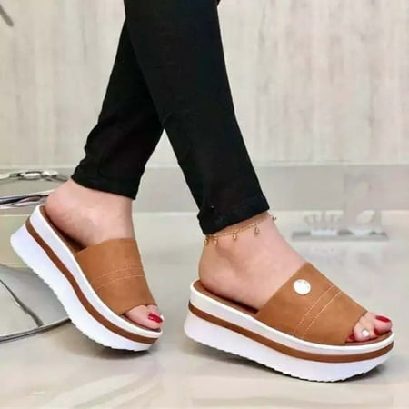 

Christmas Women s Casual Thick-Soled Fish Mouth Solid Color Sandals And Slippers