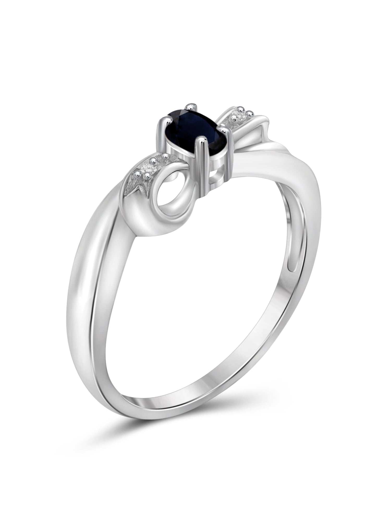JewelersClub Sapphire Ring Birthstone Jewelry – 0.25 Carat Sapphire 0.925 Sterling Silver Ring Jewelry with White Diamond Accent – Gemstone Rings with Hypoallergenic 0.925 Sterling Silver Band