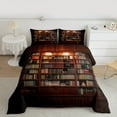 thumbnail image 2 of jejeloiu Brown Bookshelf Bedding Comforter Set,Vintage Books Twin Comforter Sets,Library Theme Bedding Set For Girls Boys,Ultra Soft Home Decor,2 Pieces, 2 of 8