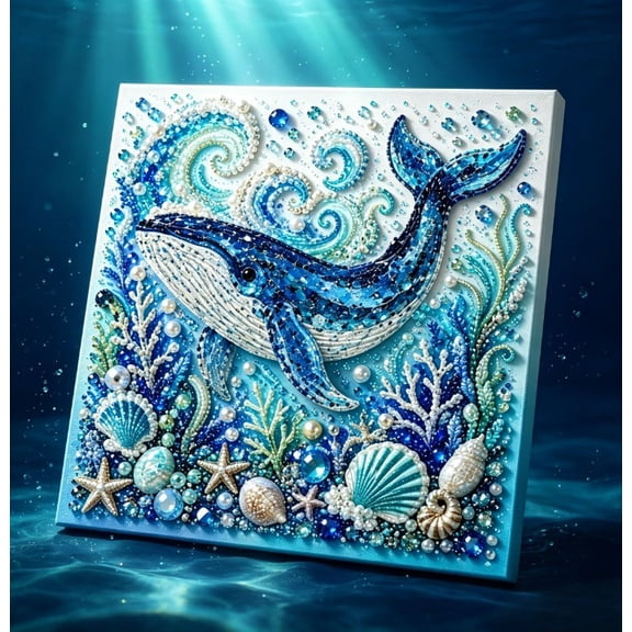 Pearl Art DIY Kit Ocean Theme,Blue Ringed Octopus 3D Diamond Painting For Adults,DIY Pearl Mosaic Craft Set With Rhinestones And Beads,Coastal Wall Art Decor Gift For Beginners
