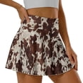thumbnail image 3 of Xoenoiee Brown Cow Pattern Women Tennis Skirts Elastic Waist Pleated Golf Skort with 2 Pockets Stretchy Athletic Skirt for Pickleball Workout, XL, 3 of 7