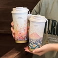 thumbnail image 5 of 17 oz Coffee Mug to Go, Floral Oil Painting Vacuum Insulated Mug,Thermal Mug, Ceramic Liner Stainless Steel Travel Mug, Double-Walled Insulated Drinking Cup, 5 of 7