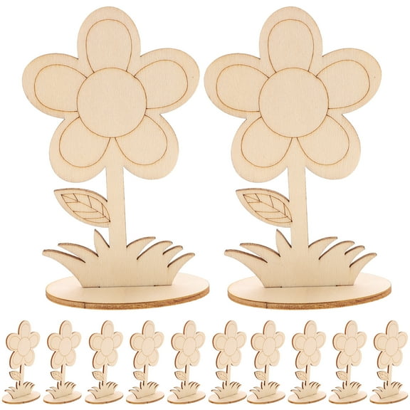 HOKARUA 12pcs Unfinished Wooden Flowers Crafts Wooden Flowers To Paint Flower Decor
