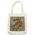 thumbnail image 1 of Japanese Tote Bag, Grunge Style Oriental Water Koi Carp Fish Aquatic Theme Distressed Pattern, Cloth Linen Reusable Bag for Shopping Books Beach and More, 16.5" X 14", Cream, by Ambesonne, 1 of 2