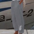 thumbnail image 3 of WREESH Womens Cotton Linen Pants Fashion Summer Casual Loose and Pocket Printtrousers Pants Gray, 3 of 5