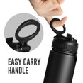 thumbnail image 4 of Life’s Easy - Insulated Water Bottle with Straw Lid and Loop Handle, Vacuum Insulated Bottles for Hot and Cold Drink, Black, 18oz, 4 of 12
