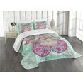 thumbnail image 3 of Ambesonne Cat Quilted Bedspread Set 3 Pcs, Animal Fashion Hipster, King Size, Pink Mint Green, 3 of 5