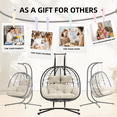 thumbnail image 6 of LHBcraft Wicker Egg Hanging Chair with Stand and Cushions, Black/Beige, 6 of 7