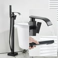 thumbnail image 3 of Matte Black Floor Mounted Bathtub Faucet Free Standing Tub Filler W/Hand Sprayer, 3 of 20
