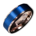 thumbnail image 5 of Wedding Ring Men. 8mm Rose Gold Tungsten Wedding Band Blue Matte Finish Top, 5 of 6