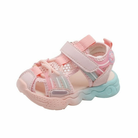 

ZHUASHUM Girl Shoes Summer Baotou Kick Children S Sandals 16 Years Old 3 Boys Sports Beach Shoes Toddler Walking Shoe Trend Pink 4-4.5 Years