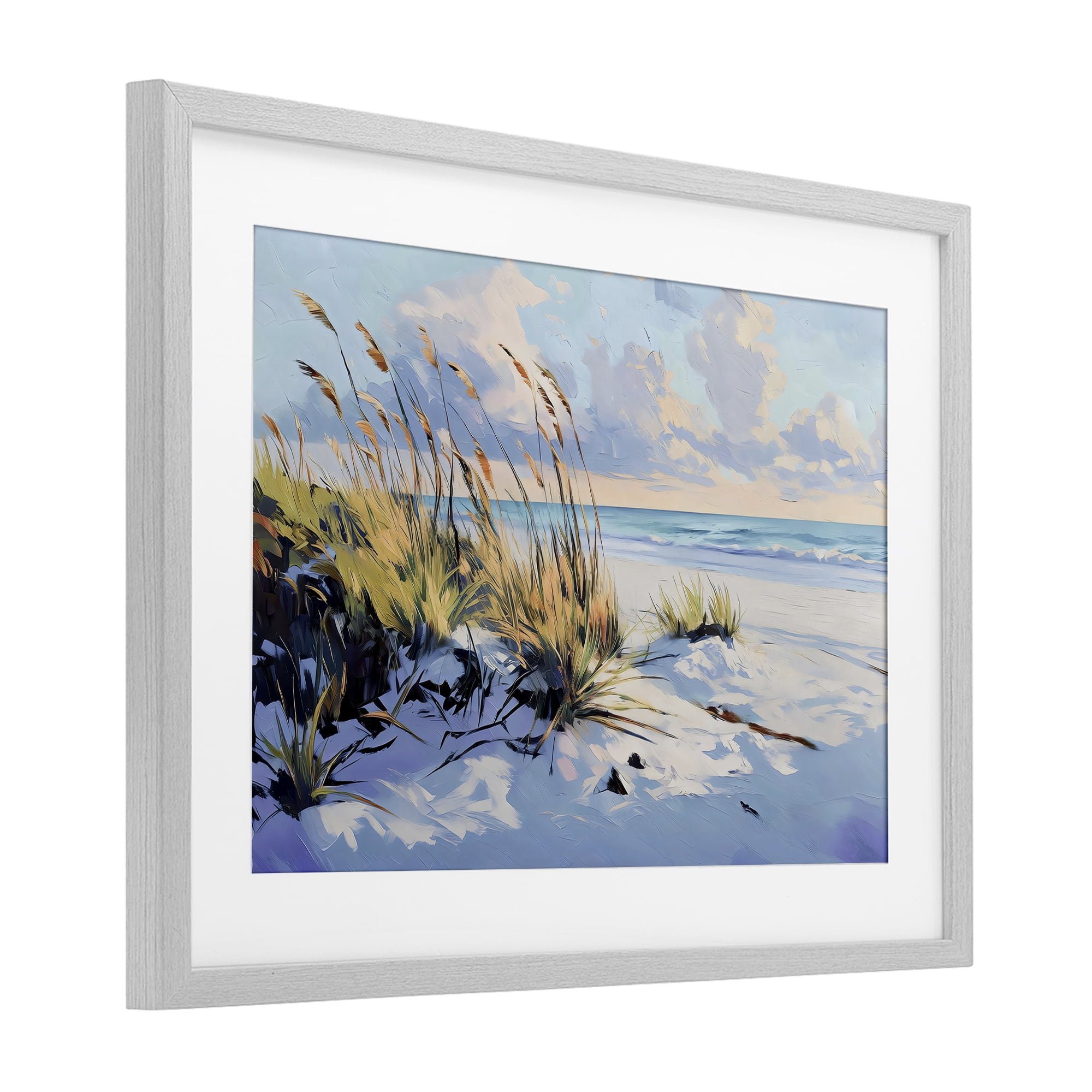Stupell Industries Grassy Sand Dunes Beach Gray Framed Print Under Glass, design by Gina Kelly